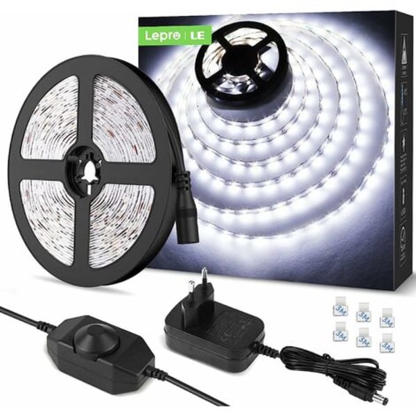 5M Led 1200Lm Viileän Valkoinen Himmennettävä, 12V 6000K 300Leds 2835,