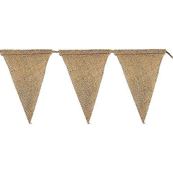 11 Meter Burlap Banner, Flagguirlande, 48 stk. Juteflag, Trekantflag til Bryllupper, Fester, Dåb Dekoration (13 X 16 Cm)