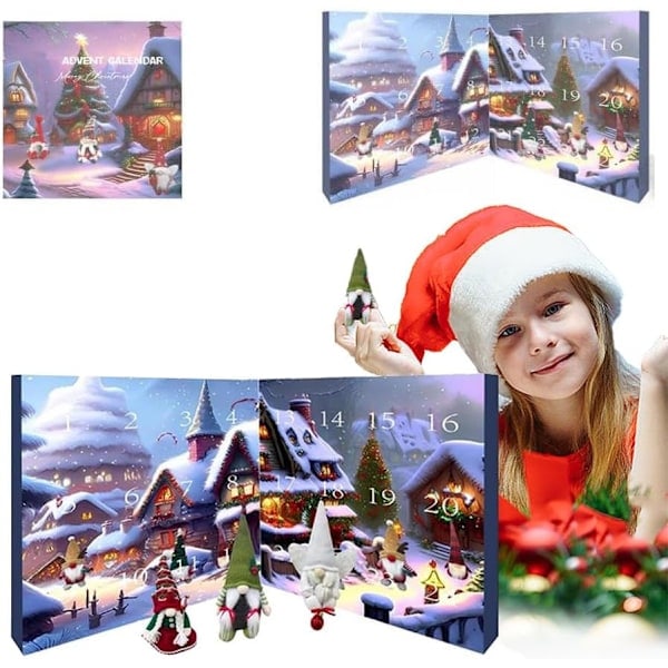 24-day Christmas calendar with collectible figurines of elves, Christmas calendar 2024, Christmas decoration Santa calendar gift (1 pc)