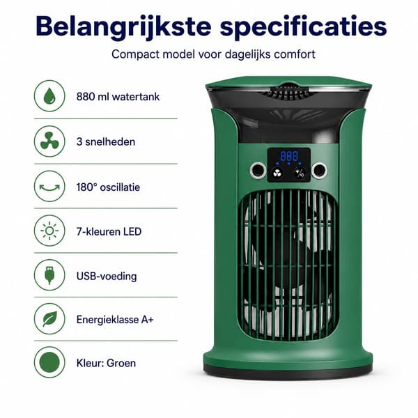 4-i-1 bärbar luftkylare, 880 ml vattentank, mini skrivbordsluftkonditionering för sovrum.