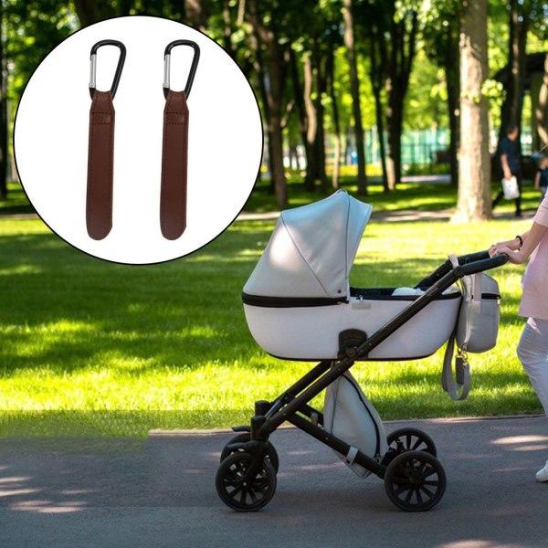 2 baby-vogn kroge, roterende tilbehør, premium bærestrop i læder, ur-pung-krog