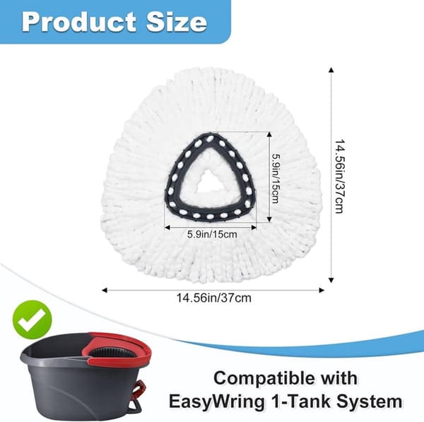 Lämplig för Vileda O-Cedar EasyWring, triangulära rengöringspads för snurrmopphuvud, 6-pack