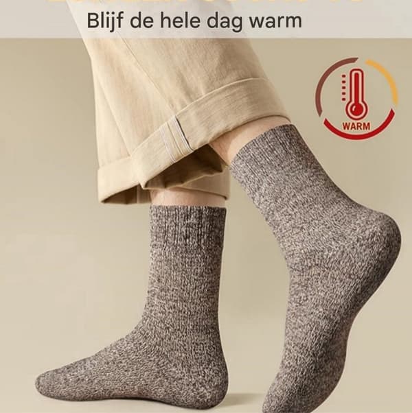 5 par tykke vinterstrømper - Varme uldne herrestrømper - Ultravarme og åndbare - Elastisk størrelse 39-46