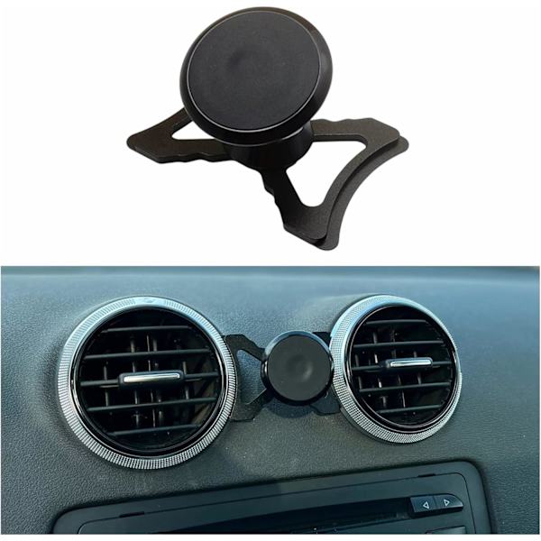 Magnetisk biltelefonholder kompatibel med Audi A3 8P og Audi S3 8P, egnet til smartphones og GPS med 360 grader (Sort)