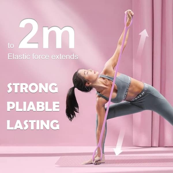Åttaformad motståndsband, elastiskt band - portabel Pilates elastiskt rep - lila