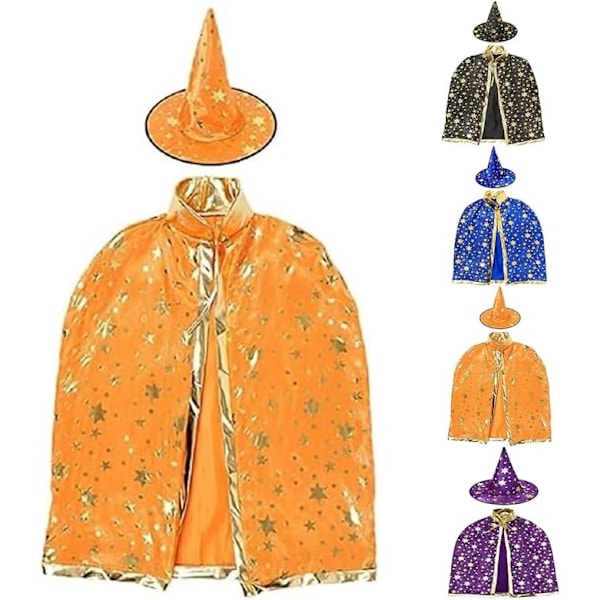 Halloween Witch Cloak Costume for Kids, Halloween Witch Wizard's Cloak, Witch Cloak with Hat for Girls Boys Halloween Carnival Cosplay Party