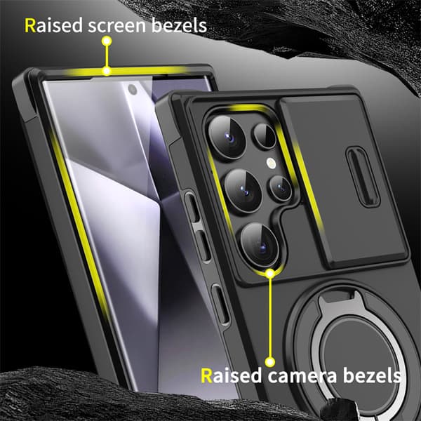 Samsung S24 Plus -puhelinkotelo, jalustalla (oranssi S24 Plus)
