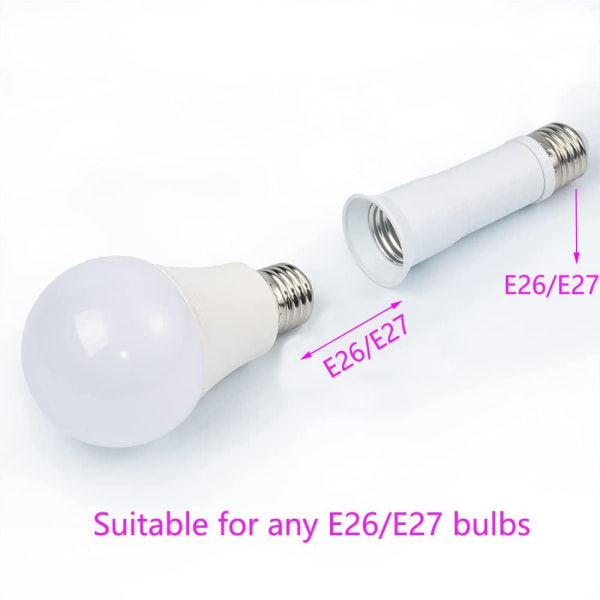 4 stk. E27 til E27 Lysfatning Forlænger 3,1-4,1 tommer/8-11 cm forlængelse