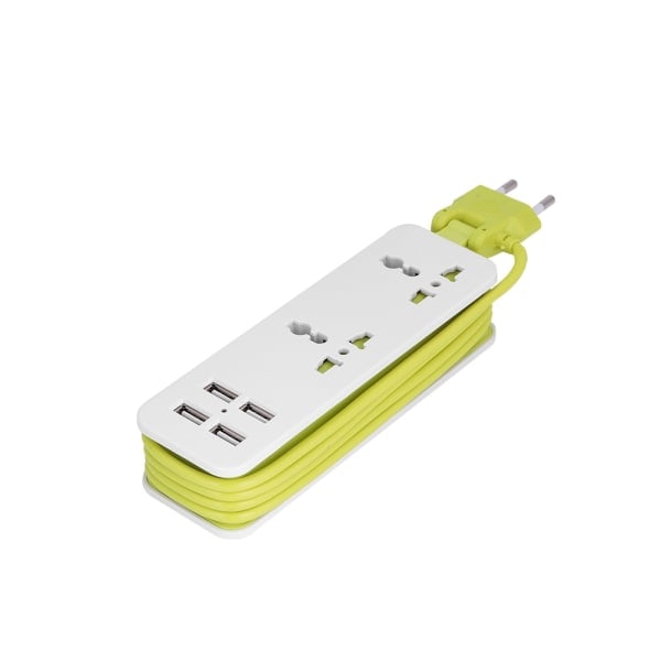 4 USB 2 Kolmipaikkaisen Pistorasian Matkasuojain - 1200W Turvallinen Kannettava Matkavalolampun Pistoke - EU-Pistoke