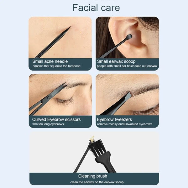 16 st/set Nagelklippare Trimmer Örontipp Skötselset Manikyrset Dekoration Fötter Tå Manikyrset med Väska