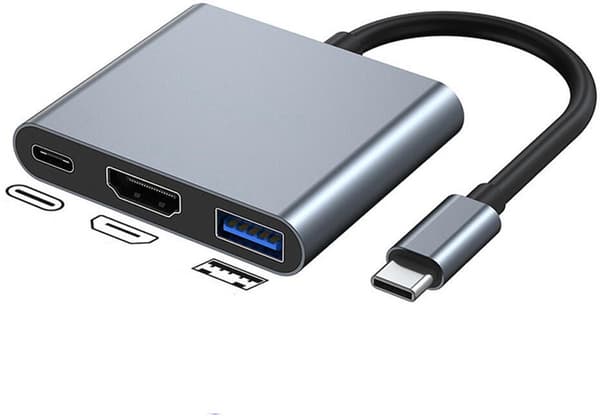 ING 3-i-1 USB-C till HDMI-adapter - USB-docka - 4K HDMI - Multiportadapter - Kompatibel med Android/iOS/Windows