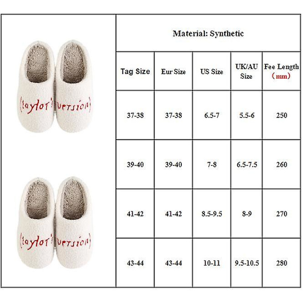 Vuxna Taylor Swift Brevtofflor Mjuka Plyschskor Par Vinter Varma Mysiga Hustosslor Anti-skid Sula 41-42