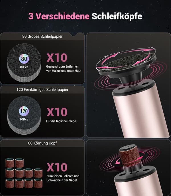 Sammenfoldelig, sensorstyret elektrisk callusfjerner, USB genopladelig, til fodpleje derhjemme.