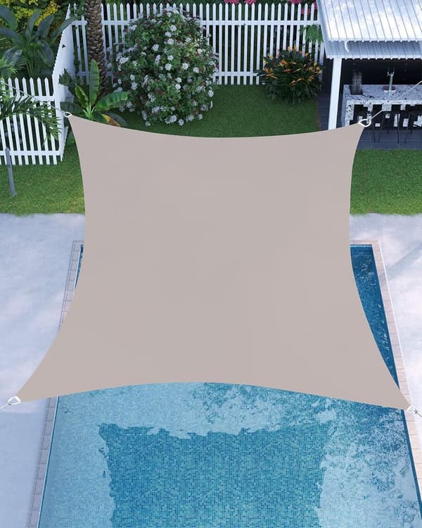 Solsegel 3 x 5 meter, rivtåligt UV-skydd, gråbrun