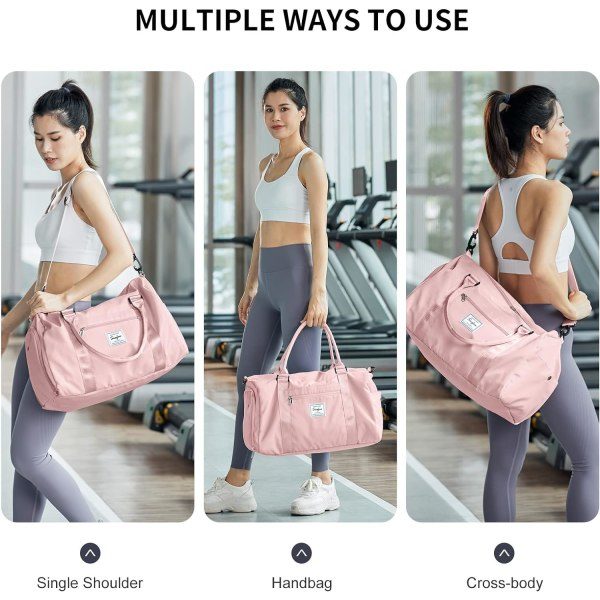 Gymtaske til Kvinder og Mænd med Sko-rum og Vandafvisende Lomme, til Easyjet Kabinebagage 45x36x20 Under sædet Rejsetaske Duffel Taske Holdall Tote Bære på Bagage