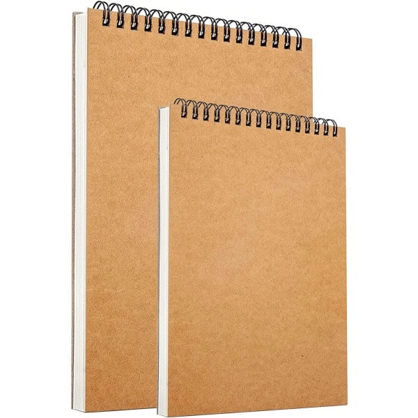 2-pack A5/A4 Skissböcker, Hårdpärm Spiralbundna Skissblock för Ritning och Skissning