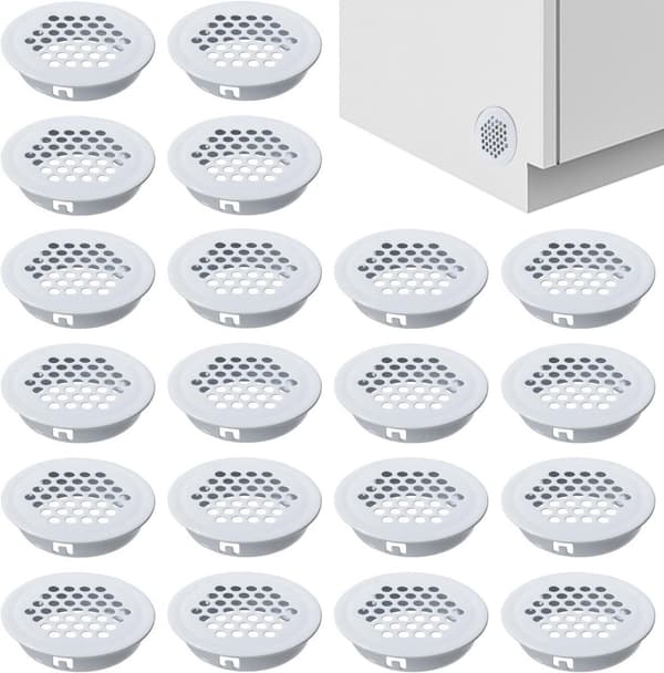 20 stk. Ventilationsrist, runde luftriste, luftriste, rustfri stål luftriste, Rund ventilationsrist, 35mm, Ventilationshuller