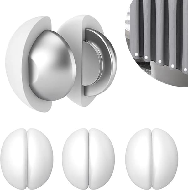 Duschdraperityngder (4-pack) Duschdraperimagneter Runda magnetiska duschdraperier Silikonmagnettyngder Rostfritt stål dusch Vit