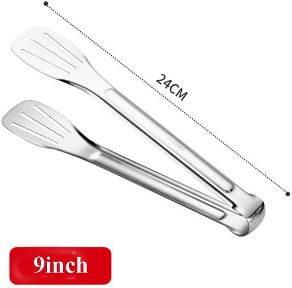 24 cm varmebestandig tangsett i rustfritt stål (to deler), perfekt for BBQ-buffet og mathåndtering, sølv