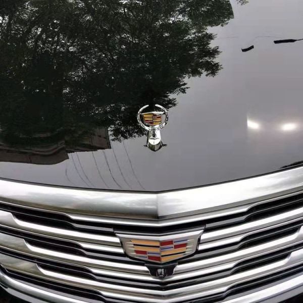 Passar Cadillac Modifierad Bil Logotyp Fram Metall ATSL XT5 XTS CT6 SRX Bil Logotyp Skydd Dekal (Silver)