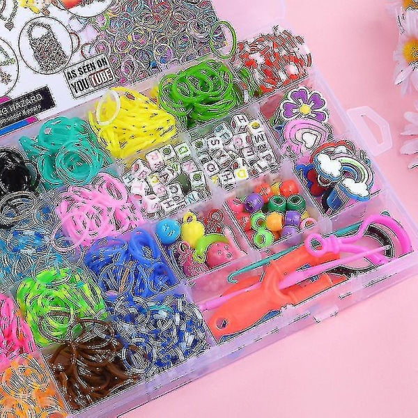 Gummibandpåfyllningskit Armbandstillverkningssats med 1500 färgglada band i 23 färger