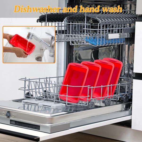 Rektangulær non-stick silikon toastform, for hjemmebaking, rød