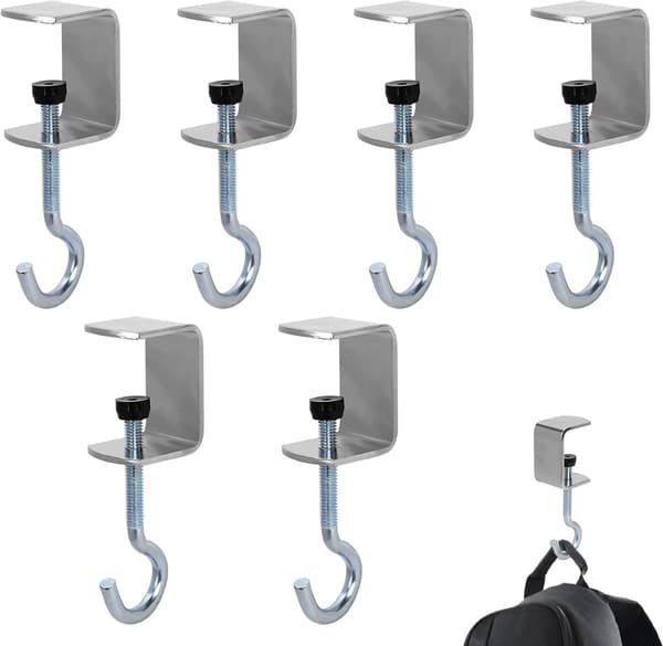 ING Skrivbordsväskkrokar, Bärbara handväskkrokar, 6-pack, Justerbara