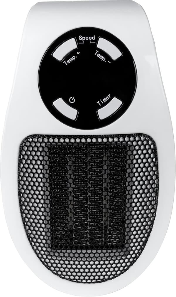 Mini pluggvarmer, PTC keramisk varmeelement, 90° roterbar strømplugg, timerfunksjon, LED-display, justerbar