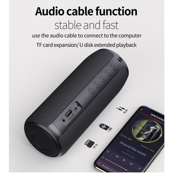 Vattentät bärbar Bluetooth 5.0-högtalare med dubbelparning, högt stereoljud, dånande bas för hem, fest, trådlös högtalare för utomhusbruk
