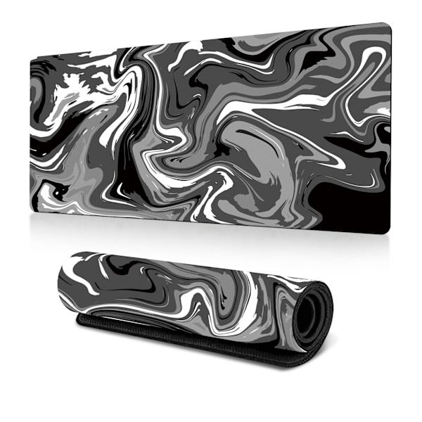 Gaming musematte - Musematte 900 x 400 mm - Liquid Art musematte - Abstrakt bølgemusematte (svart)