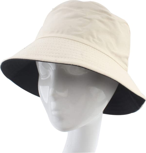 Bøttehatt - Solid 100 % bomull - UV-beskyttelse - Fiskerhatt - Unisex - Vendbar - Beige