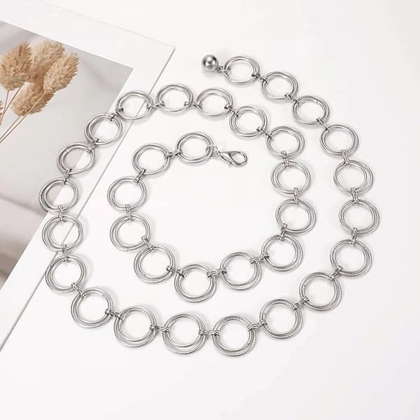 ING Dambälte - 105cm - Kedjebälte - Justerbar Kedja - Silver