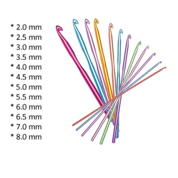 12 koukkua eri kokoja: 2mm - 8mm Monivärinen