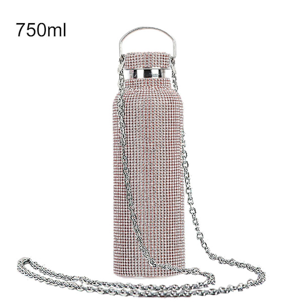 350ml/500ml/750ml Isoleret Vandflaske med Rhinestones Indlagt Termisk Isolering Rustfrit Stål Børns Isoleret Vandkop til Rejser Blue 750ML