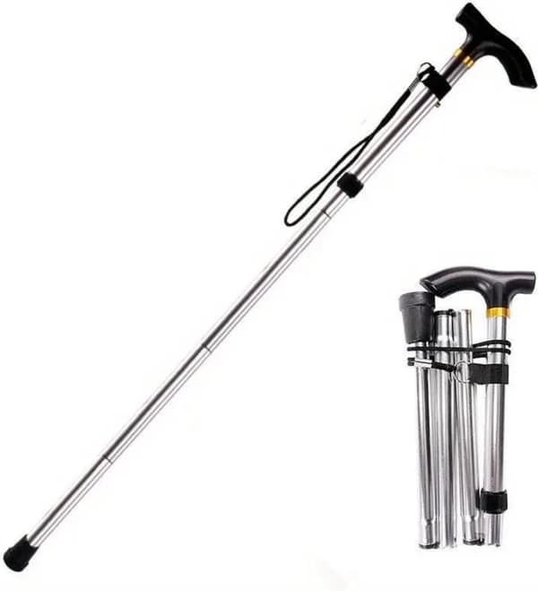 Fällbar käpp - Hopfällbar käpp - Justerbar käpp - Käpp - Herr - Dam - Silver