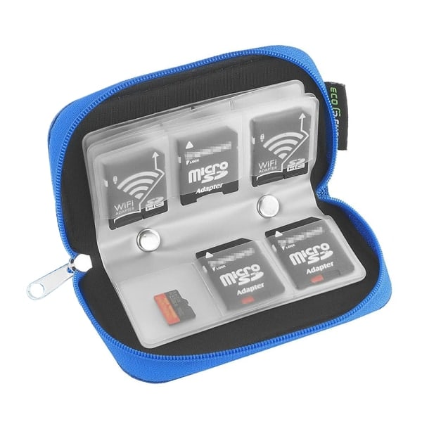 22-Slot SD Memory Card Case, Blue, Portable and Protective Storage Case