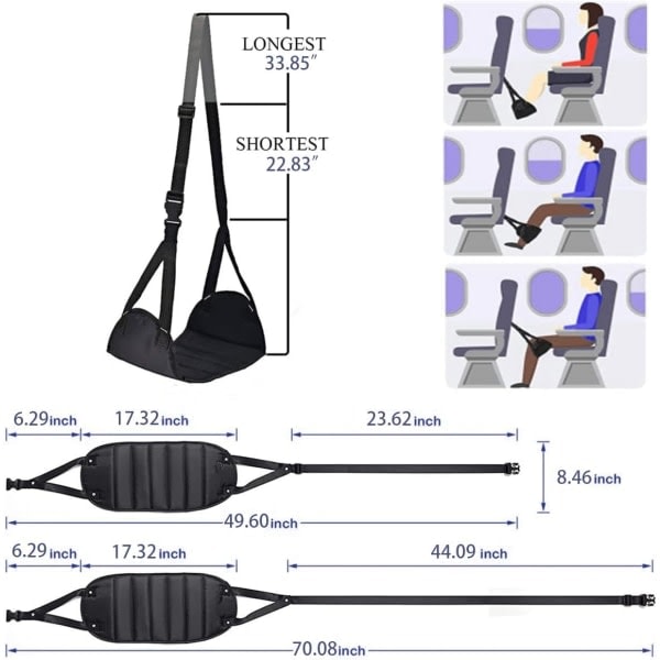 Flysete Fotstøtte - Beste Fotstøtte for Reise, Flyreisetilbehør, Ingen Crash Fot Hengekøye og Bærbar Flysete Beinstøtte