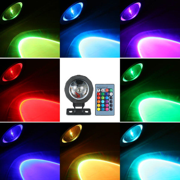 Undervandslys Dykkerlampe 16 Farver Skiftende Blink Sort