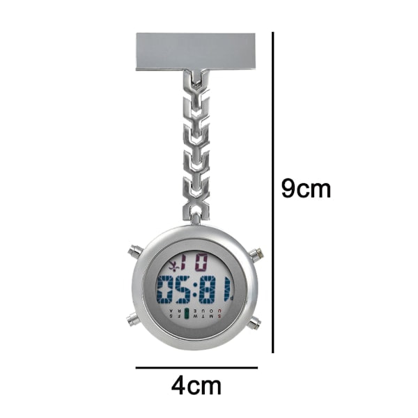 Sygeplejerske Ur Brosche Lommeur Pendul Medicinsk Doktor Lommeur Multifunktionel Metal Elektronisk Digital Display Bryst Ur Alarm Ti...