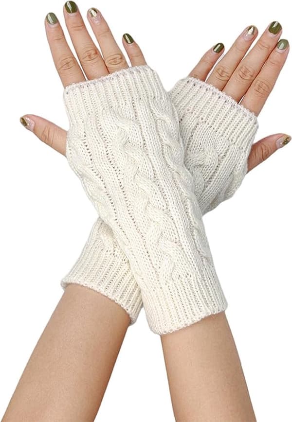 Fingerløse handsker til kvinder - hvide armbånd