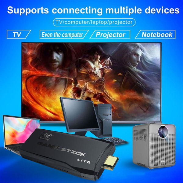2024 Ny Retro 20000+ 4k HDMI TV Videospel Stick Retro Spelkonsol med 2 Trådlösa Kontroller 4k Spel Stick