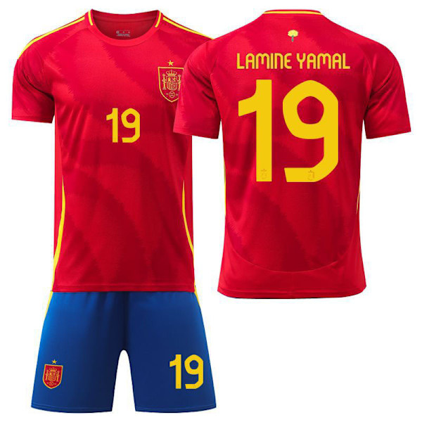 2024 UEFA Europamästerskapet Barn Fotbollströja Set Spanien Hemma Nr.19 LAMINE YAMAL Hemma Hemma Hemma (Utan strumpor och skyddsutrustning) 26