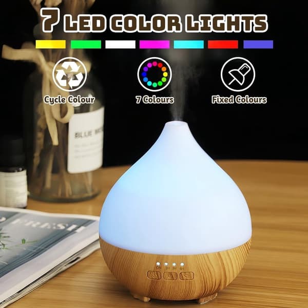 Aroma Diffuser, 100ml, Ultralyd Luftfukter, Aromaterapi, Oljediffuser, Eterisk Oljediffuser Med 7-farget LED-lys Og Automatisk Avstengningsfunksjon