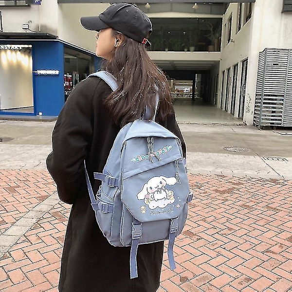 Anime Sanrio Plyschleksak Cinnamoroll Ryggsäck Barn Flicka Pojke Svart Blå Skolväska Kawaii Student Skolväska Dator Bra Present