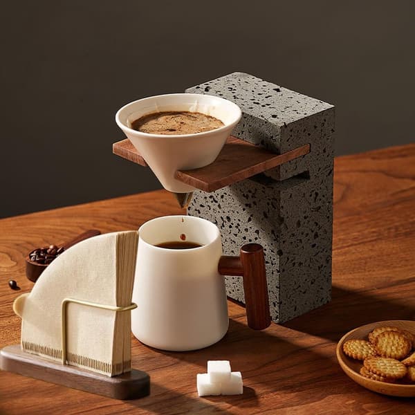 Kaffefilterholder, valnøddetræ, filterposeholder, nr. 1 til nr. 4