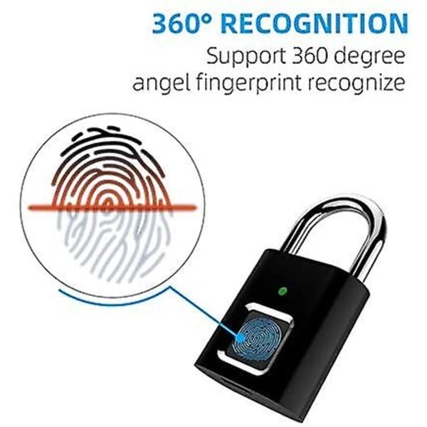 Fingerprint Gardinlåse Smart Dør Lås Ip65 Vandafvisende Digital Sikkerhedslås Bærbar Fingerprint Gardin Lås USB Nøgleløs Lås