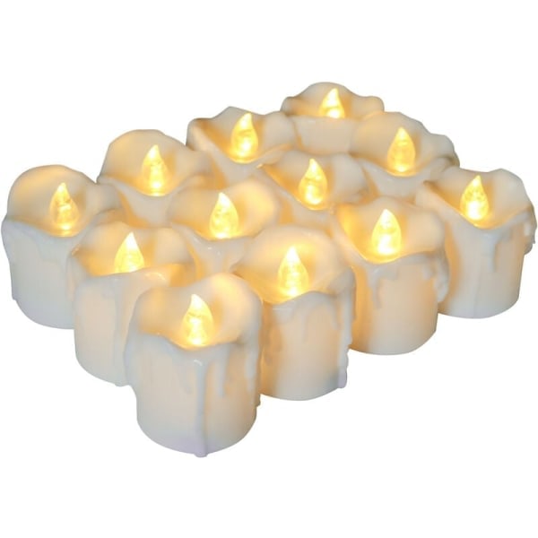 12 stk. LED-lys med timer, batteridrevne flammefrie lys, realistiske LED-telys for dekorasjon, innendørs, utendørs, bryllup, jul, fest