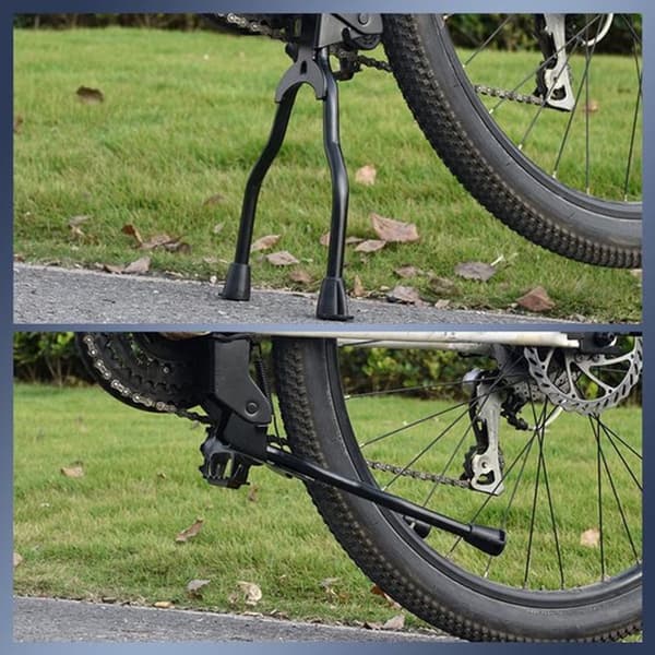 Fällbart cykelstöd i aluminiumlegering, lämpligt för mountainbike-ramar.