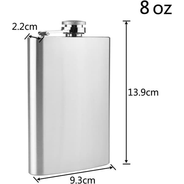 stk. Hipflask og trakt i rustfritt stål, 8oz.227ml Egnet for å bære alkohol