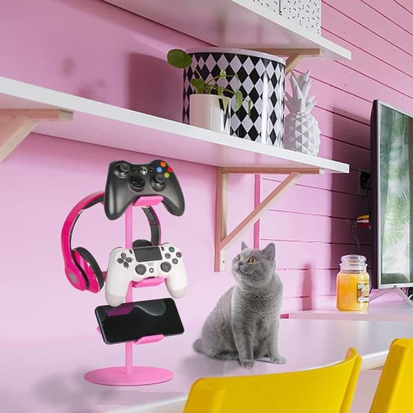 Justerbart spilcontroller stativ - Pink stativ til Xbox, PS4, PS5 og Switch